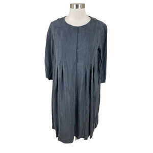 COS NEW Charcoal Gray Lagenlook Minimalist Shirt Dress Pockets Size 4 Relaxed